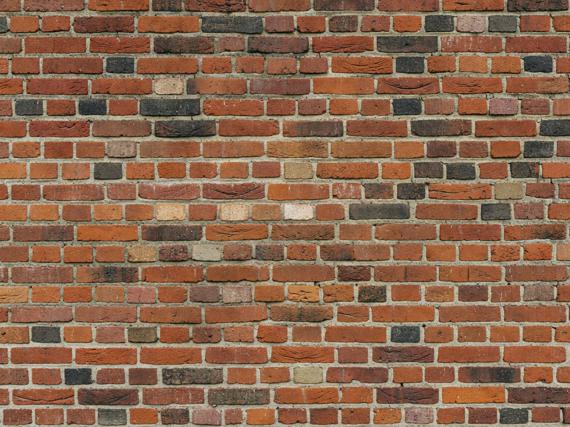 Detail of dense brick wall mortar